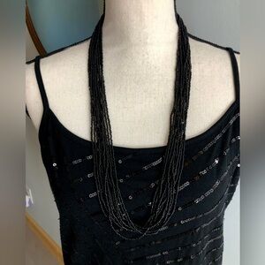 New Elegant Multi Strand Black Seed Bead Necklace